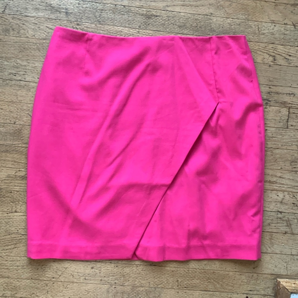 Pink faux wrap mini skirt